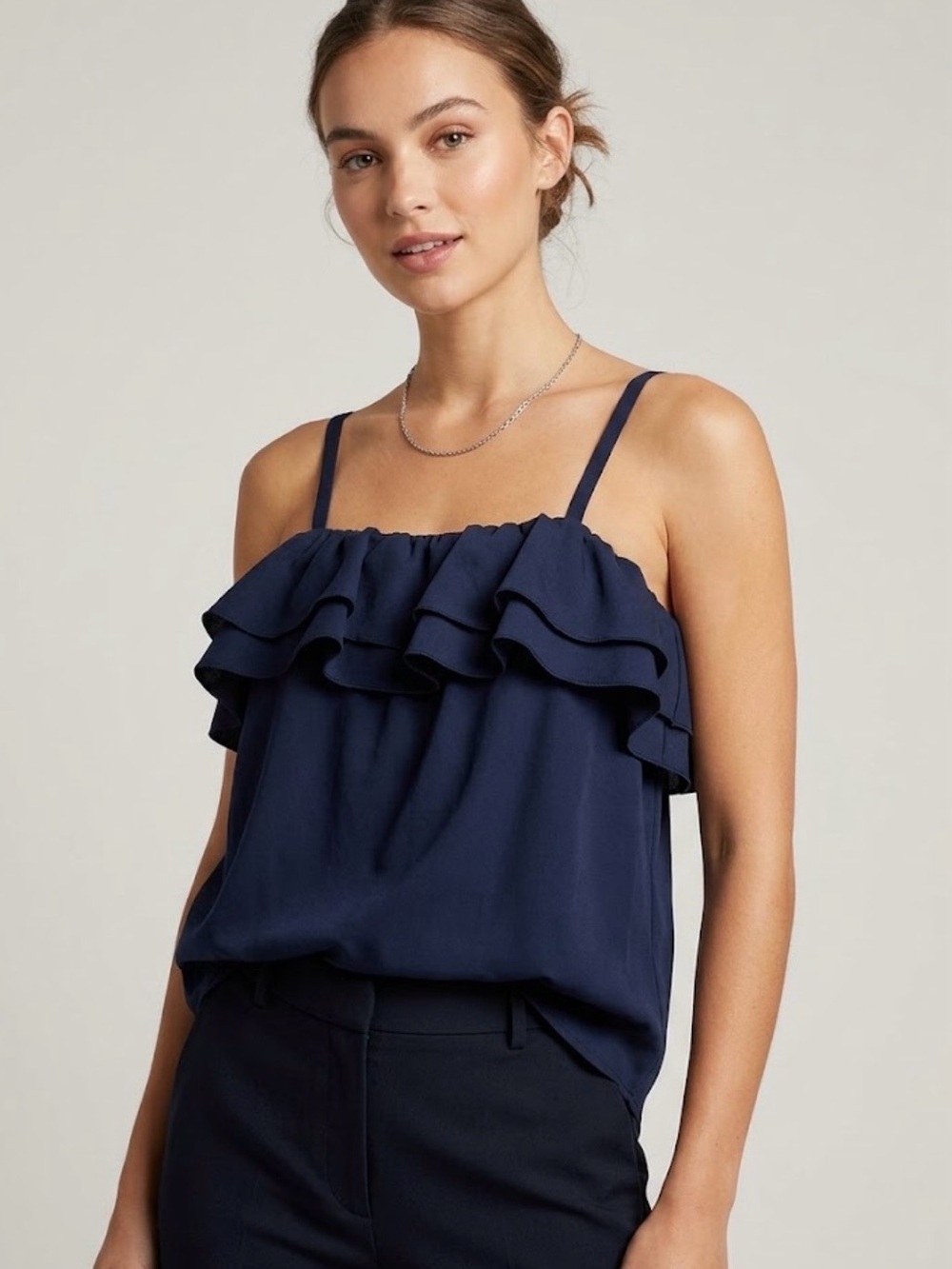 Talbots Navy Ruffle Camisole